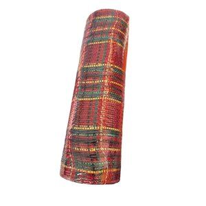 Christmas Polypro Mesh Ribbon 10 In X 18 Ft Red Plaid Metallic Polypropylene Pol